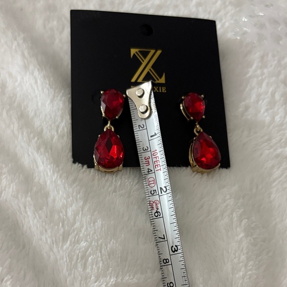 Red and Gold Teardrop Earrings - Picture 3 of 3